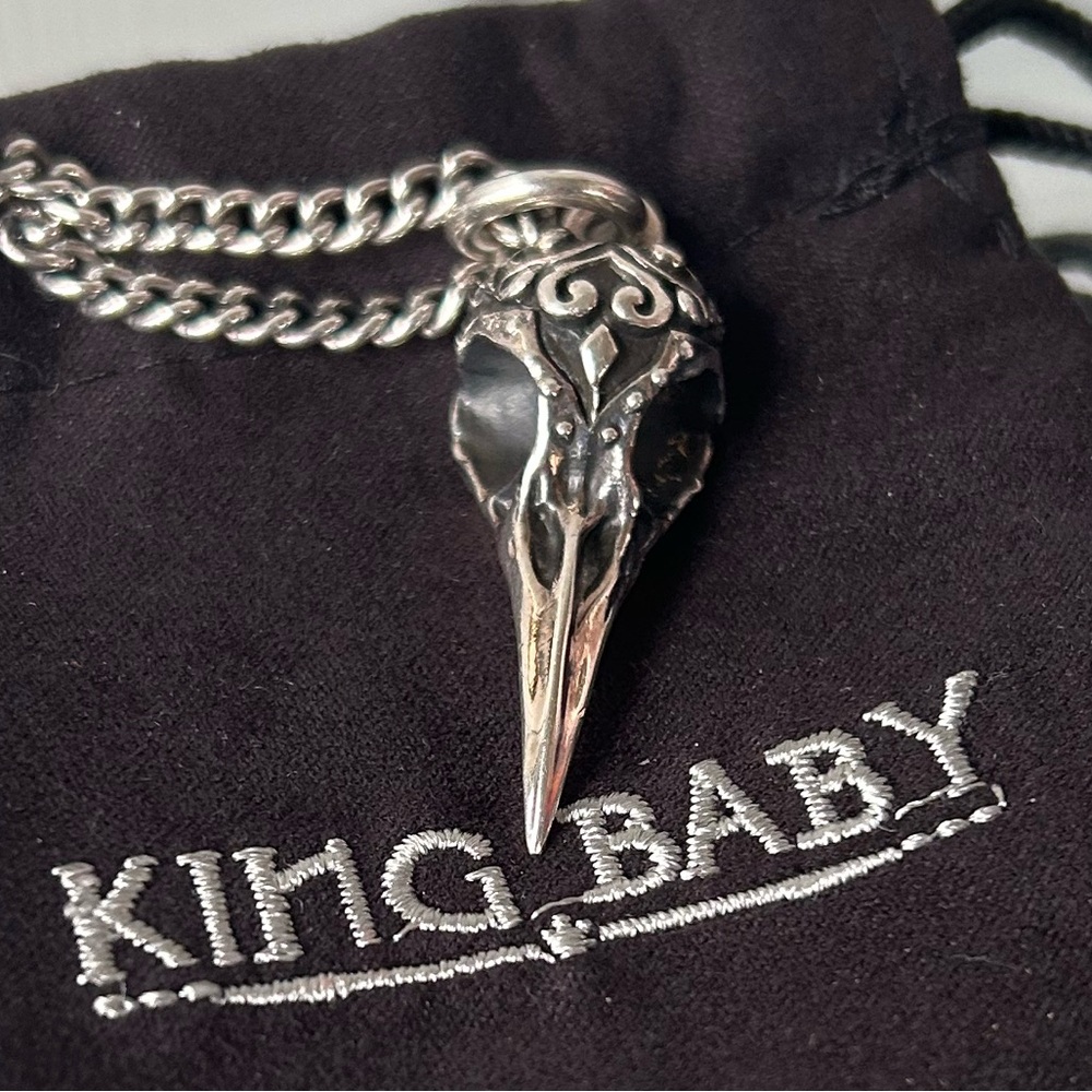 King Baby Raven Skull Pendant Necklace - Sold